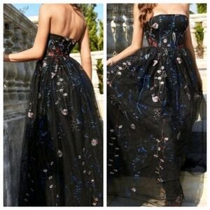 GLAMOROUS FLORAL A LINE FLARED SPECIAL EVENT DRESS MAC DUGGAL VIBES